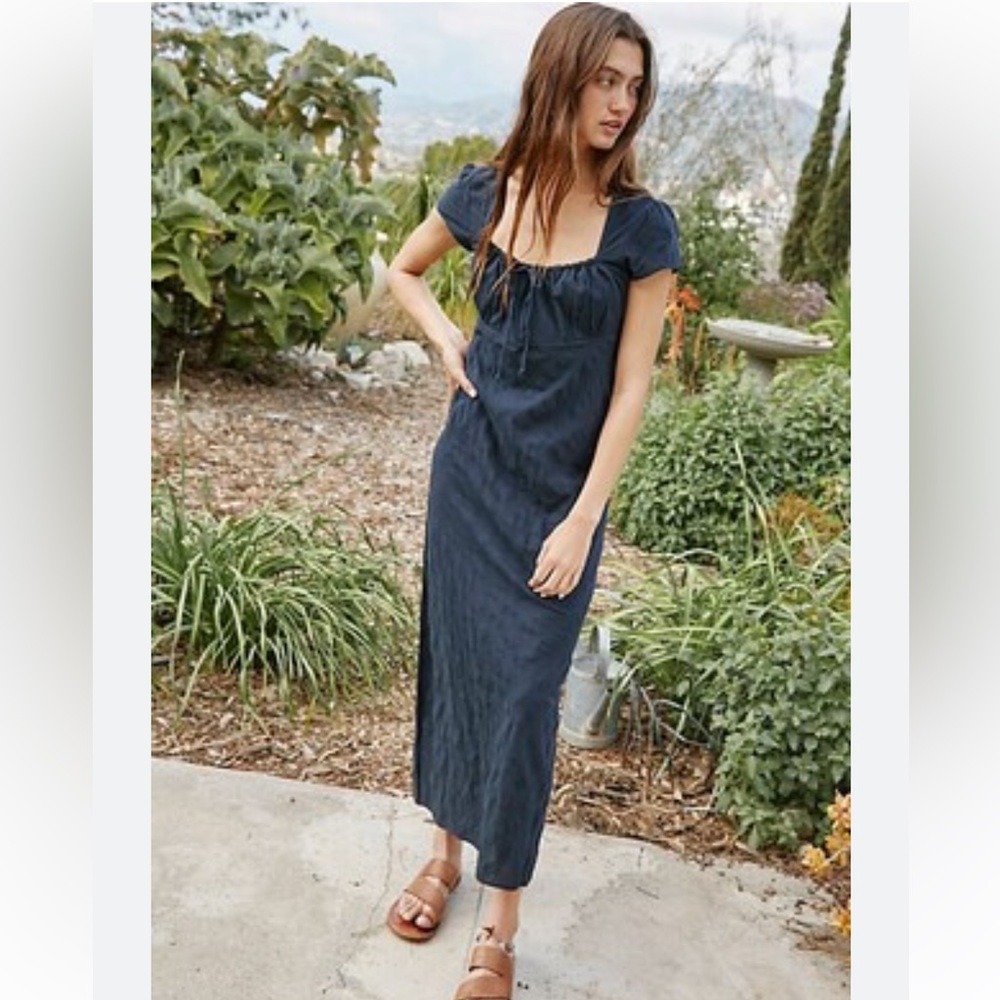 Free People Natalya Black Solid Midi Dress - Picture 2 of 9